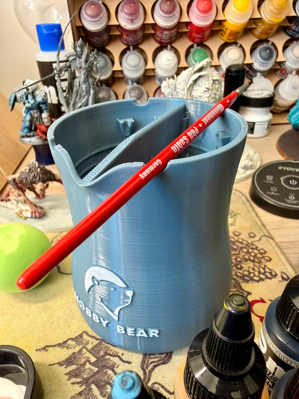 Hobby Bear Brush Cup – Gobelet de rinçage pour pinceaux à double compartiment